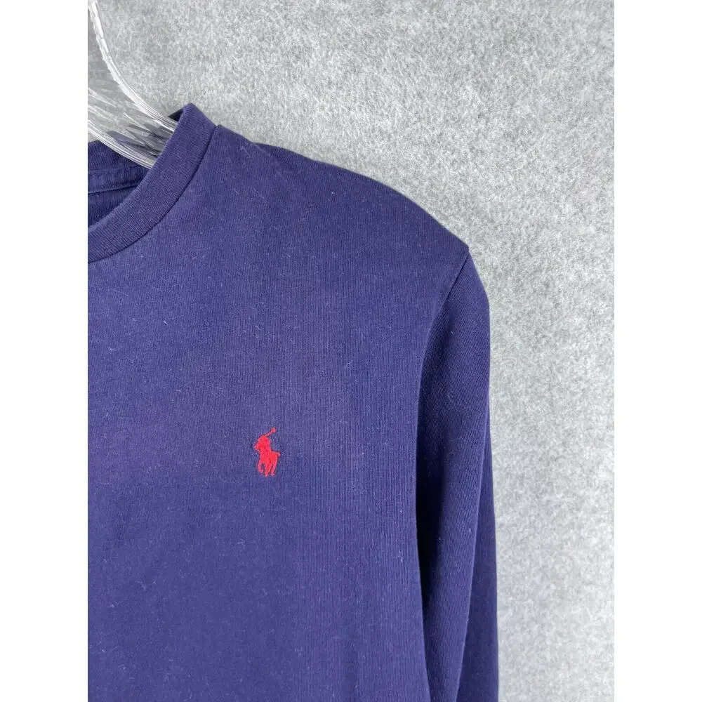 Polo Ralph Lauren Shirt Boys L (14-16) Blue‎ Long Sleeve Tee Red Pony Classic